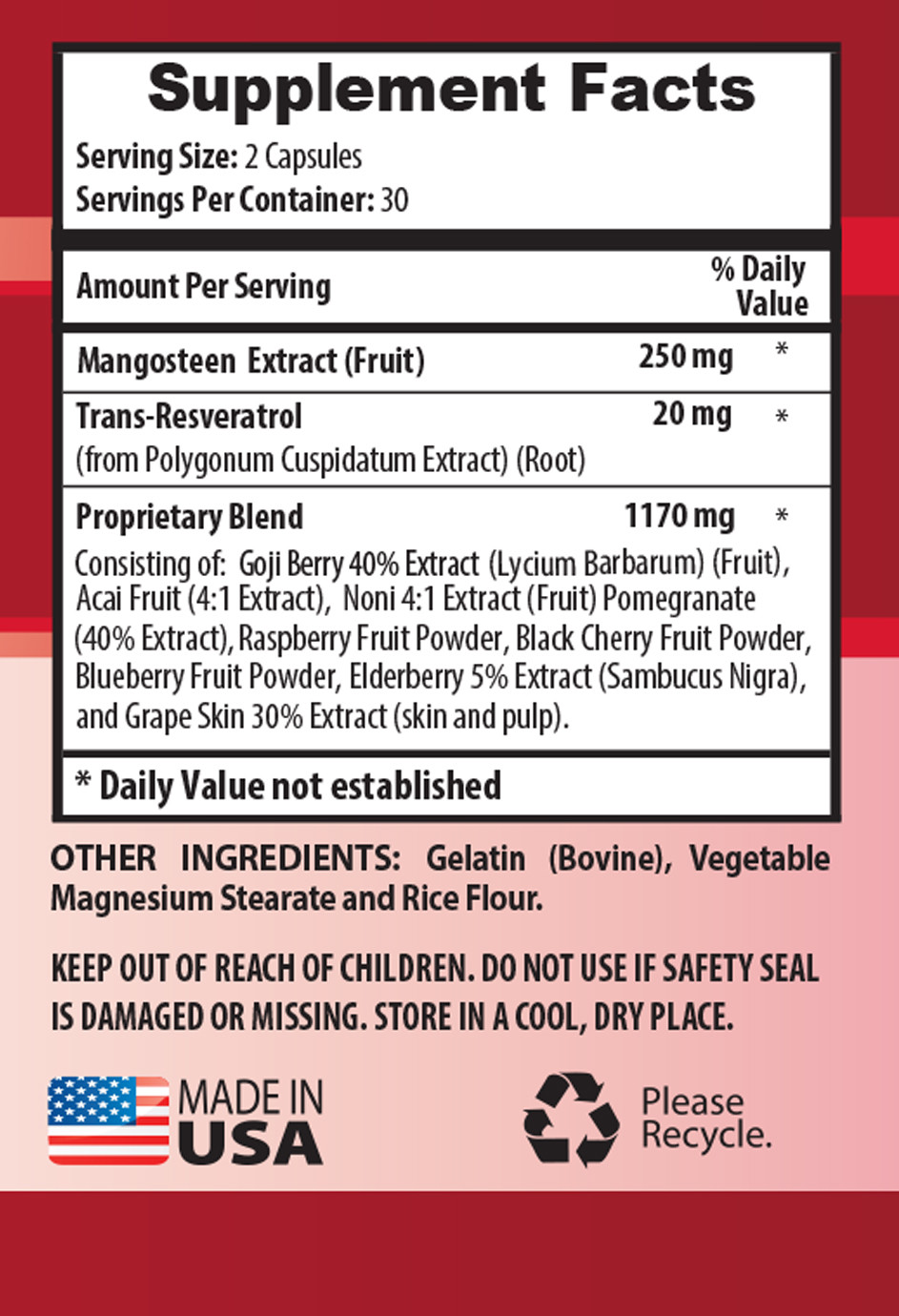 antioxidant capsules – Mangosteen Fruit Extract 2B – antioxidant formula