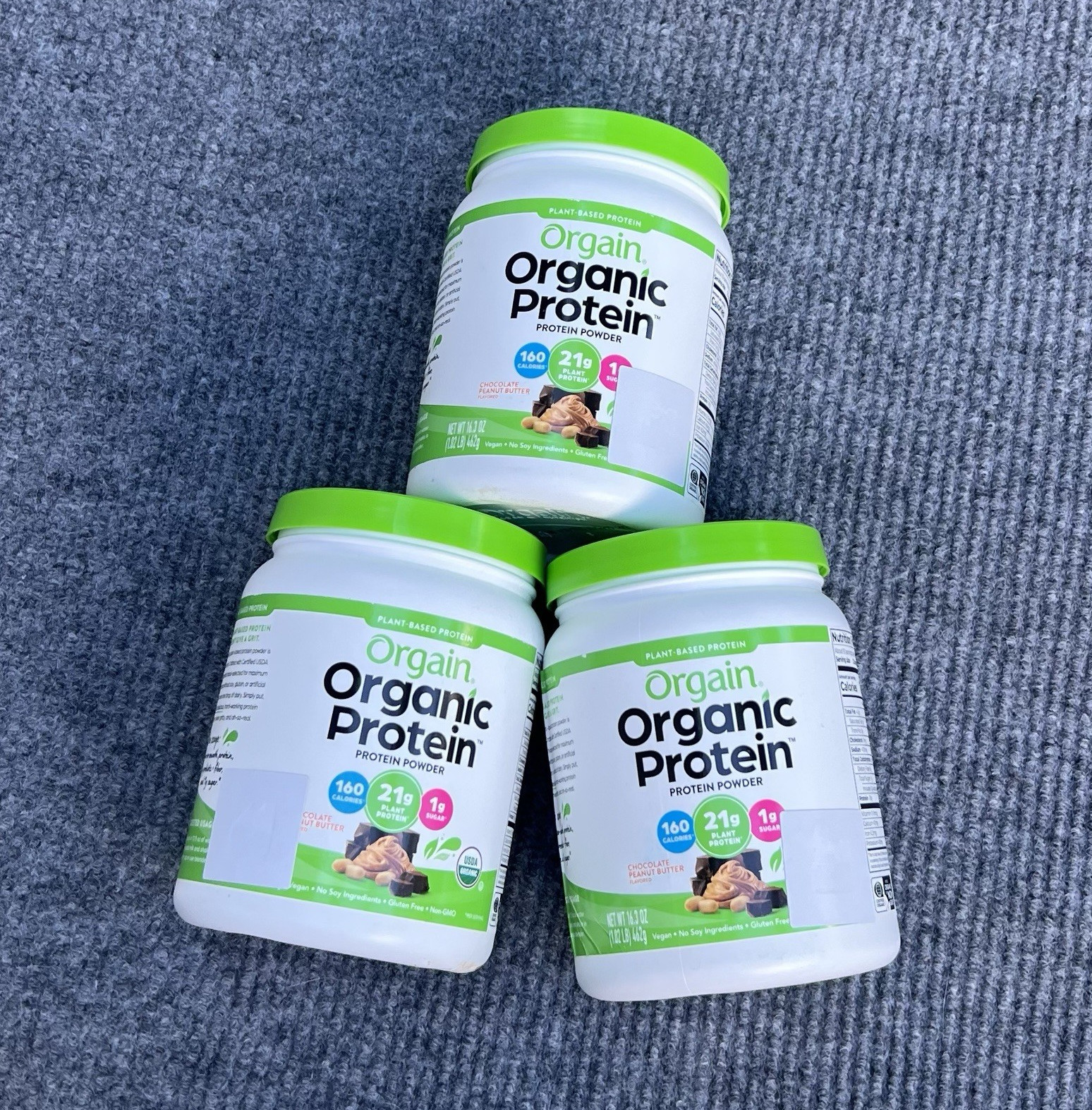 3 Pack Orgain Organic Plant-Based Protein Powder Chocolate Peanut Butter 16.3 oz