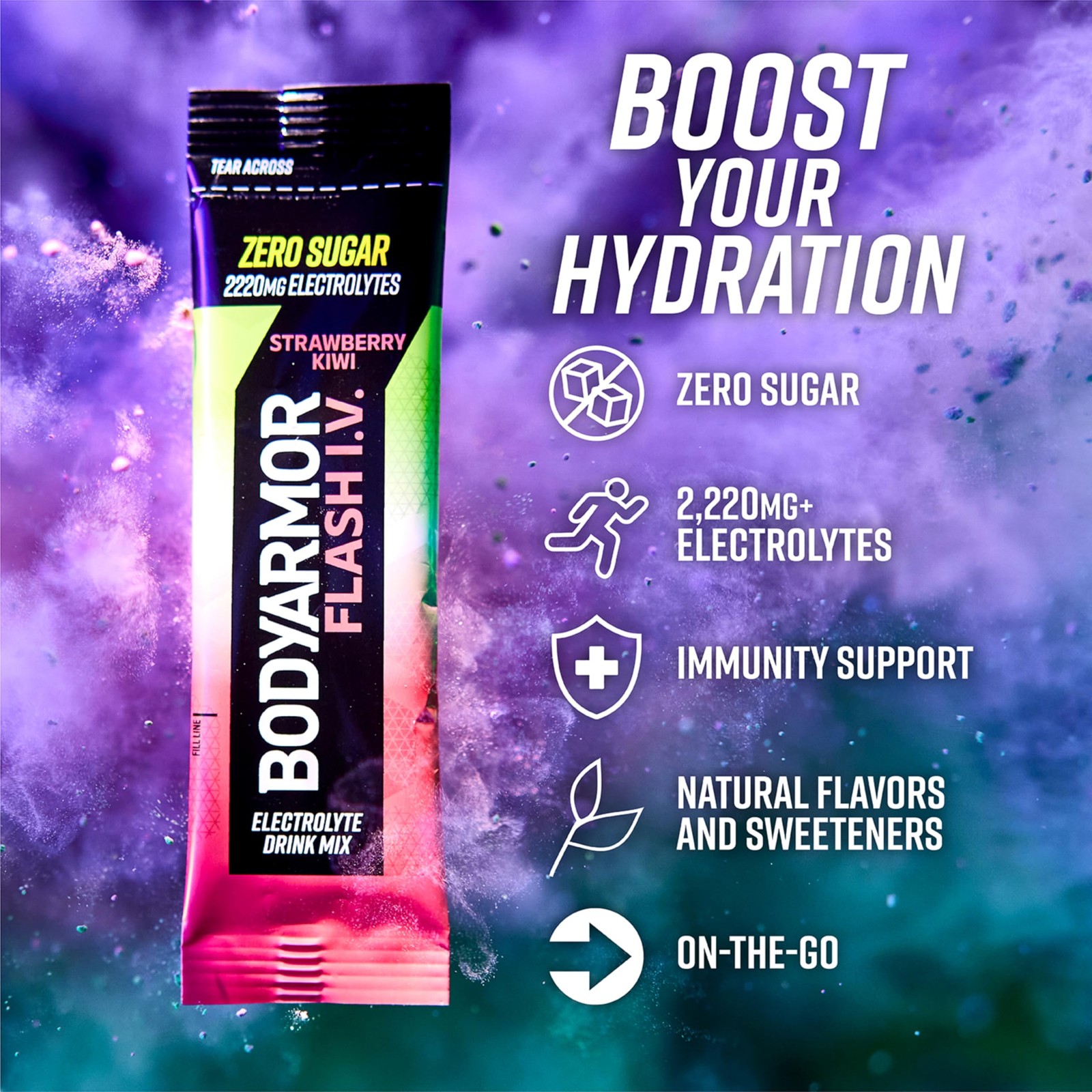 BODYARMOR Flash IV Electrolyte Packets, 0.25 Ounce (Pack of 15), Red