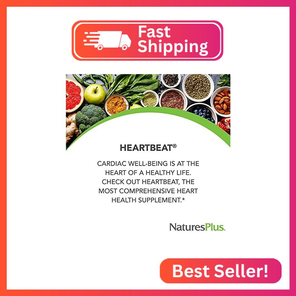 NaturesPlus Heartbeat – 90 Tablets – Support Supplement with Vitamins, Minerals