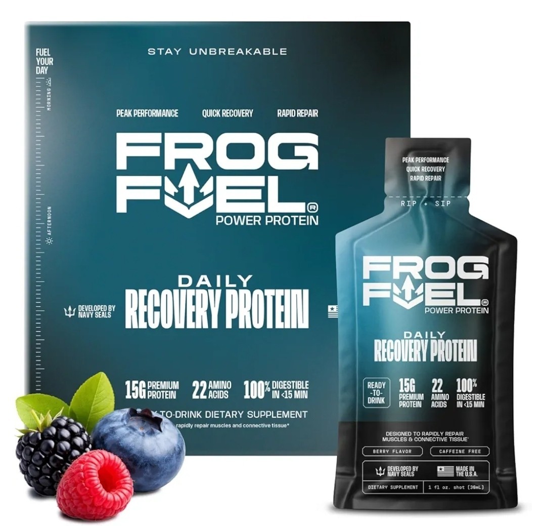 Frog Fuel Power Regular Complete Liquid Protein Shot Gluten Free, Berry, 24 Pack