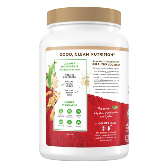 Orgain Justin’s Nut Butter Protein Powder Dark Chocolate Peanut Butter 2.01 lb