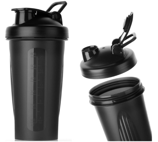 (2PK) Large BLACK Shaker 28oz for protein-Blender Bottle with Loop Top &Mix Ball