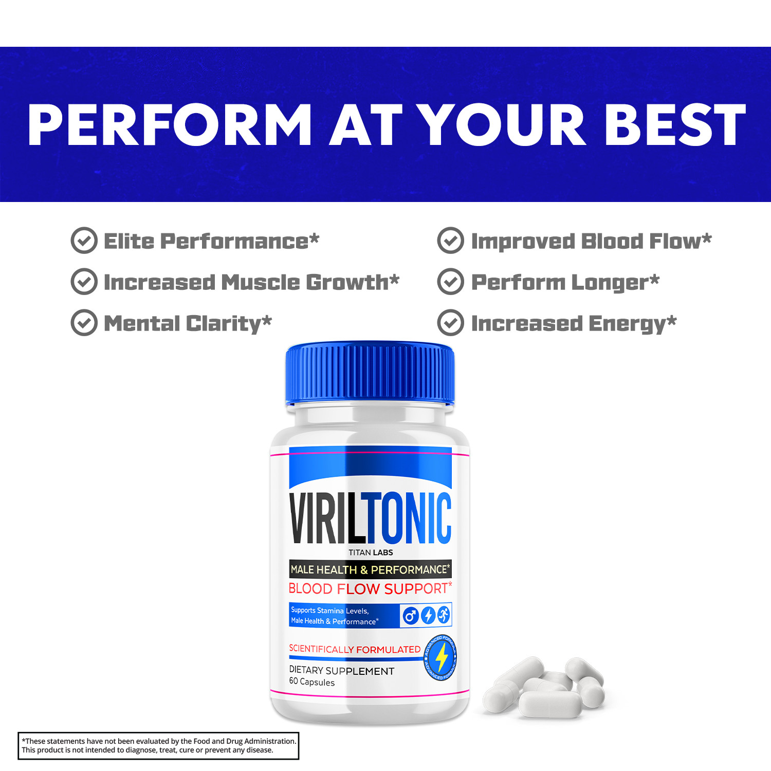 Viriltonic for Male, Viril Tonic Advanced Formula Men Support (180 Capsules)