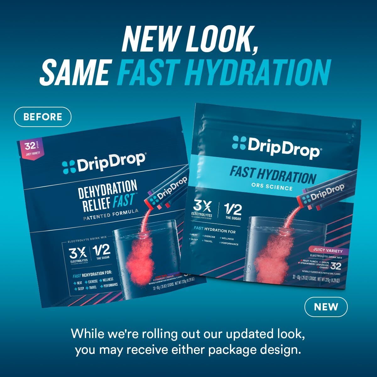 DripDrop Hydration Bold Variety Pack Electrolyte Drink Mix Single Serve 32 Stick