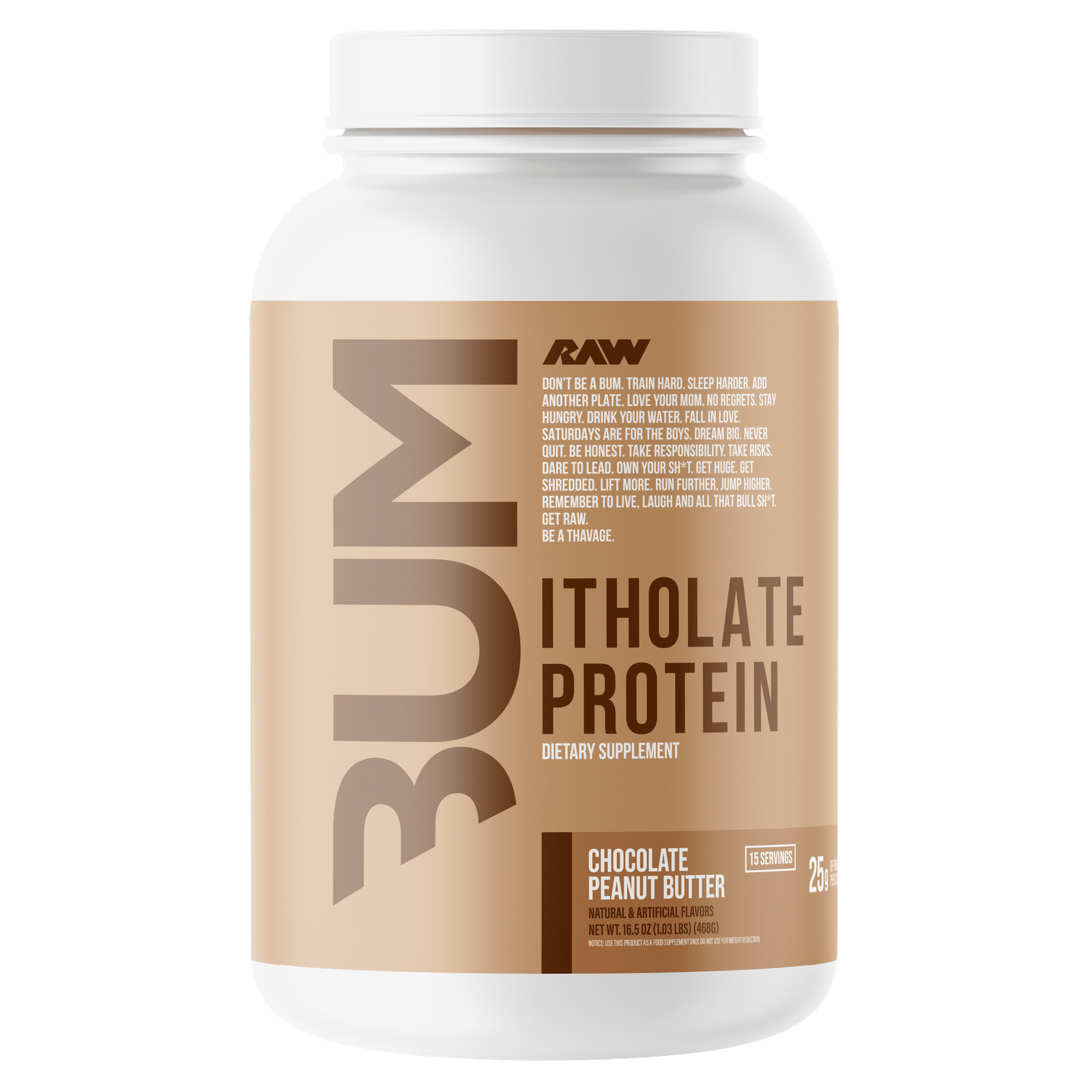 Raw Nutrition BUM Itholate Protein Powder, Growth & Recovery, Chocolate Peanut