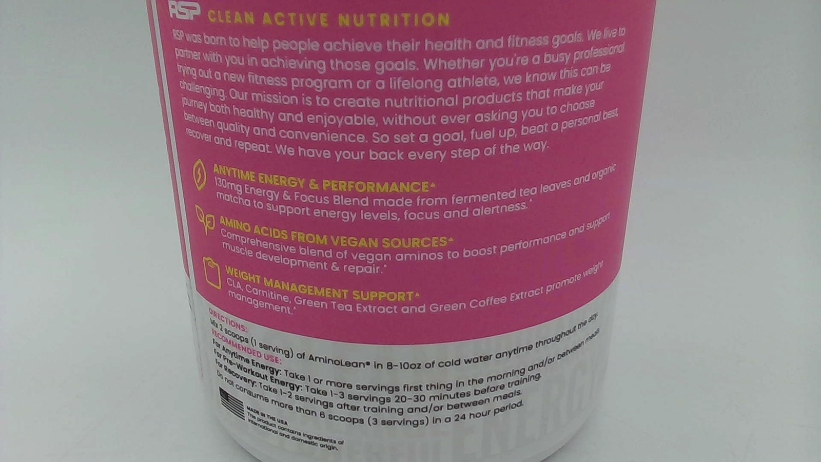 Rsp Nutrition Aminolean Energy Pink Lemonade 8.68oz