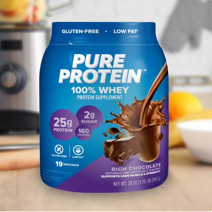 2 Pack Pure Protein 100% Whey Protein Powder, Rich Chocolate,25g Protein,1.75lb