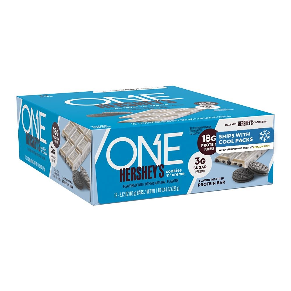 ONE Protein Bars, Hershey’s Cookies ‘n’ Creme, 12 Count, Creme