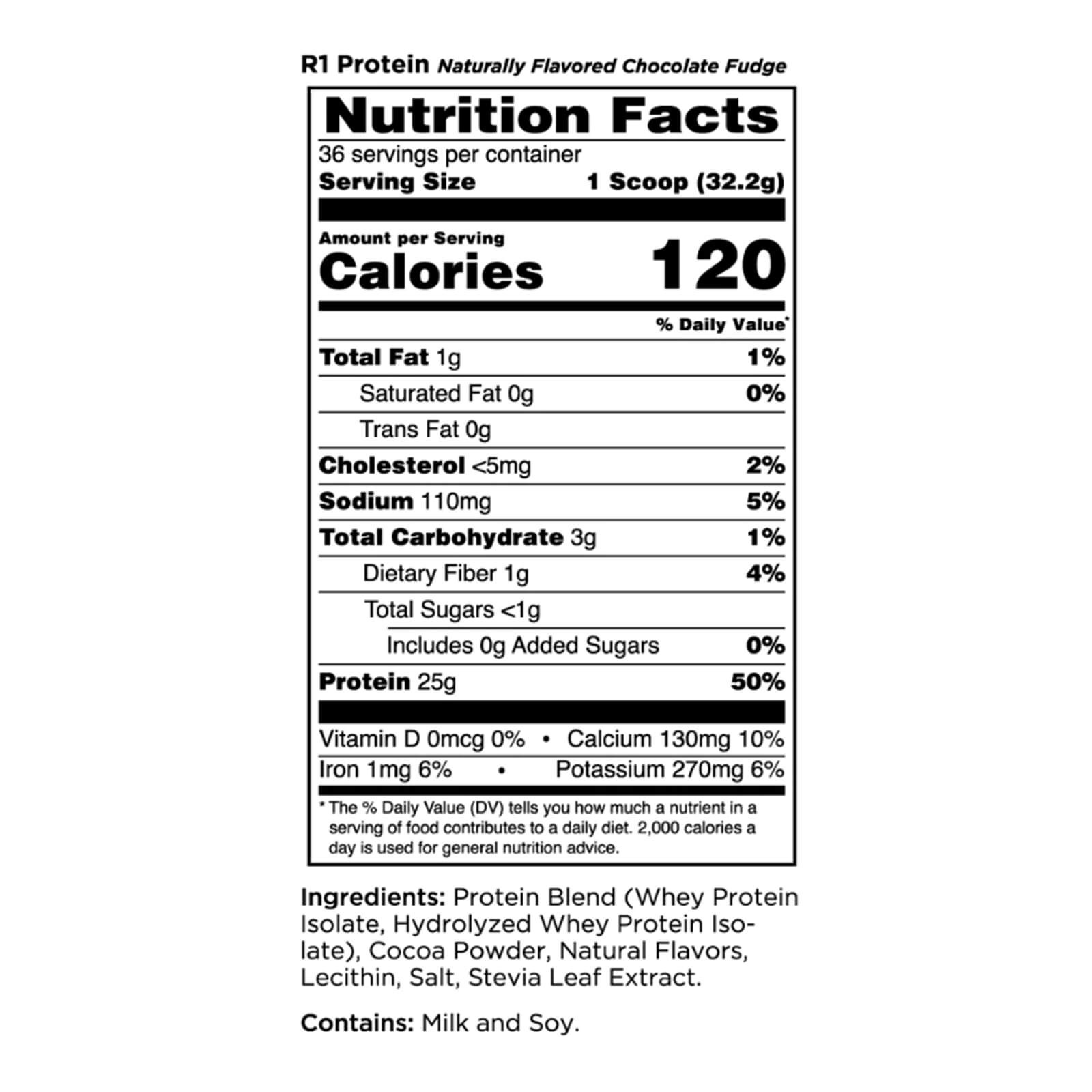 RULE 1 Protein 28 serv Chocolate Fudge Whey Protein Isolate Hydrdolysate 1.99lb
