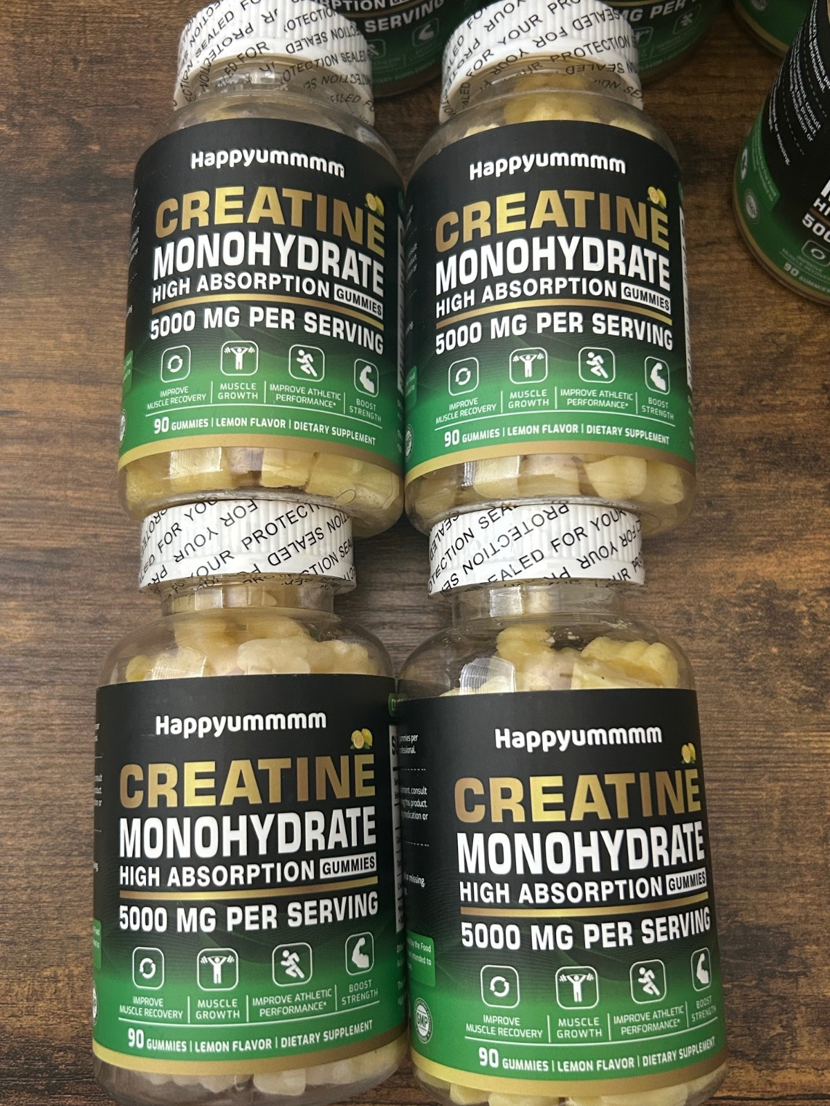 Happyummmm Creatine Monohydrate 5000MG 90 Gummies Lemon Flavor EXP 09/26+ 4 Pack