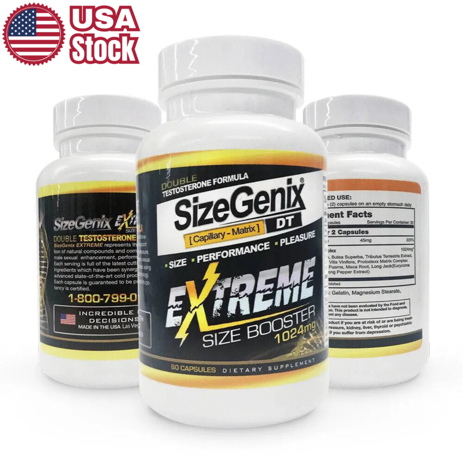 SizeGenix Men’s Health Supplement 1 Month Supply Boost Energy US Shipping New