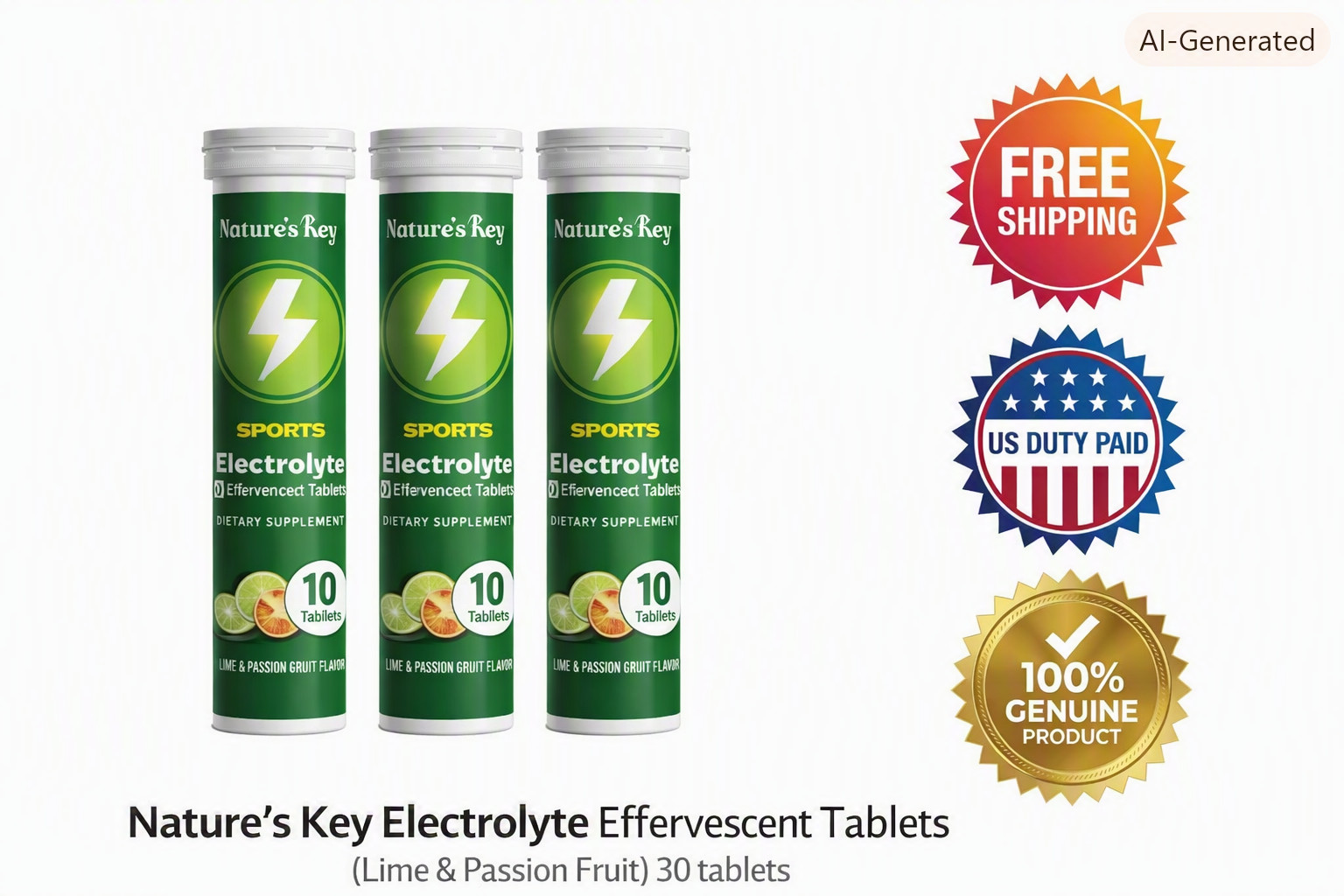 Nature’s Key Electrolyte Effervescent Tablets Lime & Passion Fruit 30 Tablets