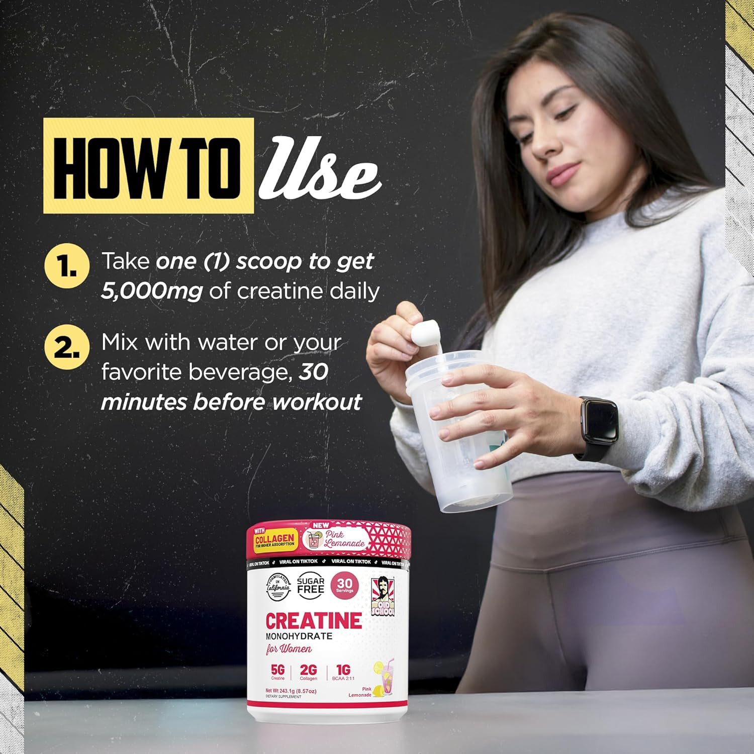 Creatine for Women–Post-Workout Supplement with 5000Mg Creatine Monohydrate Powd