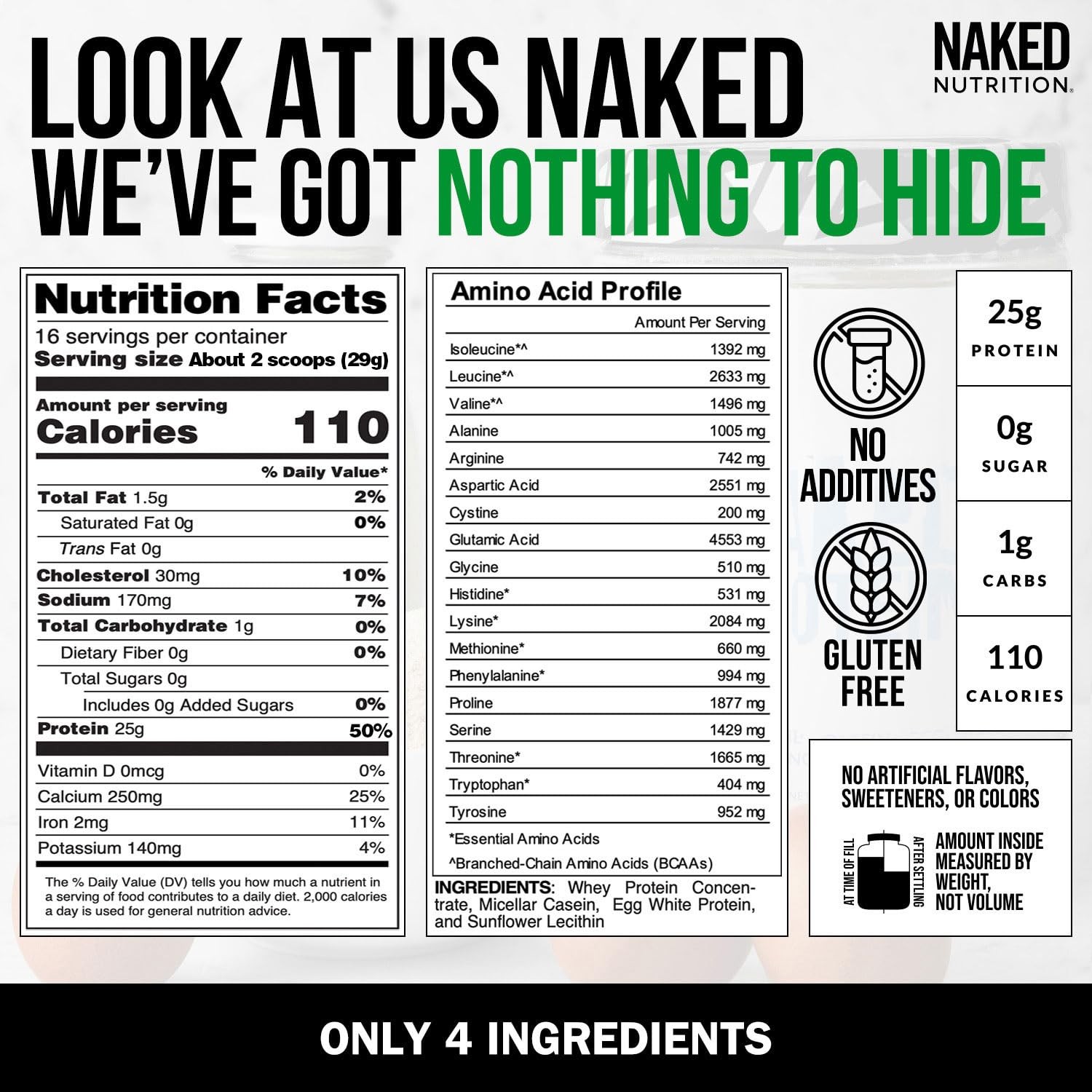NAKED Protein Powder Blend – Egg, Whey and Casein 1 Pound (Pack of 1)