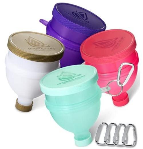 [4 Pack Funnels for Filling Water Bottles with Protein Powder, 3 Compartment