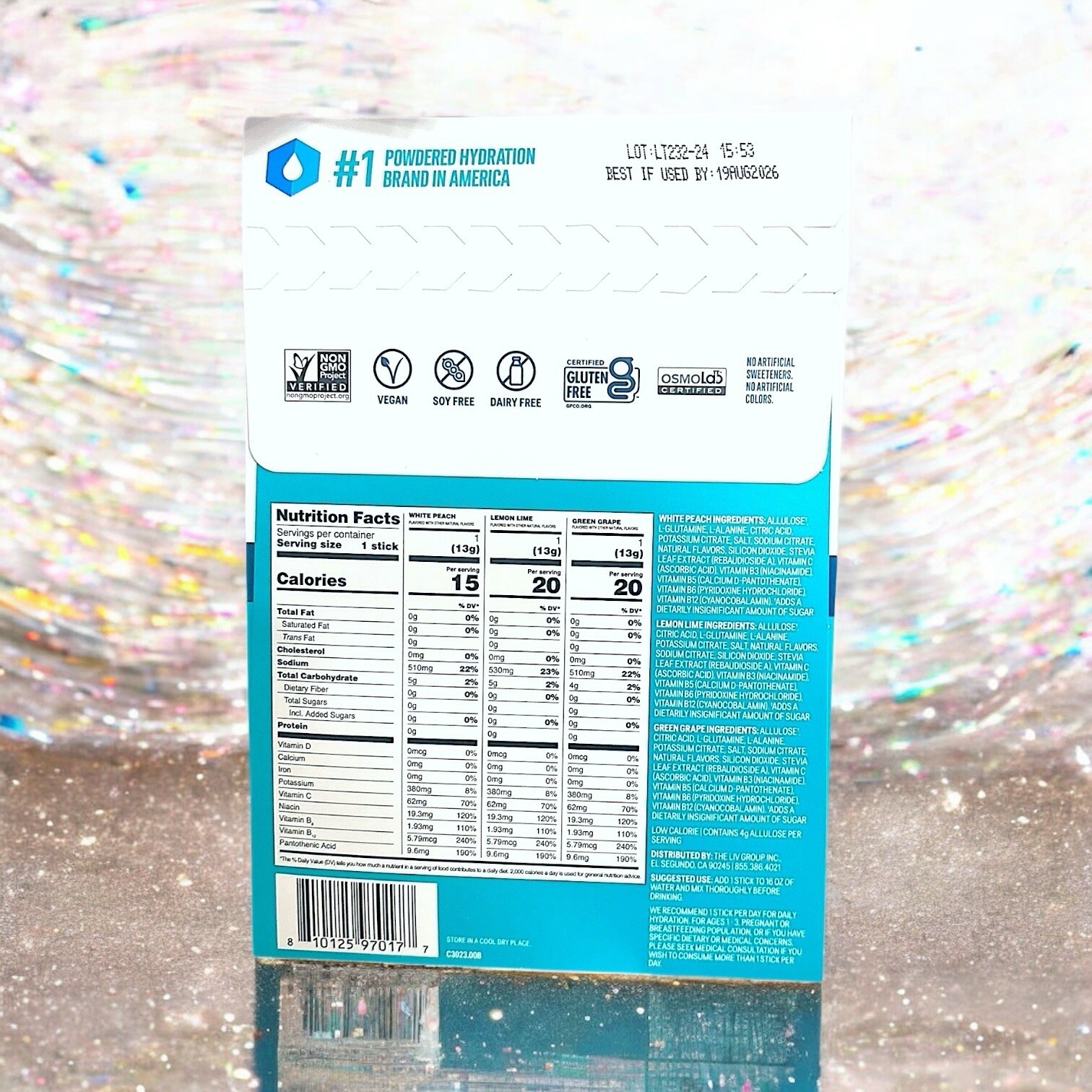 LIQUID IV Hydration Multiplier Sugar-Free 3 count sample pack 0.45 OZ EACH NIP