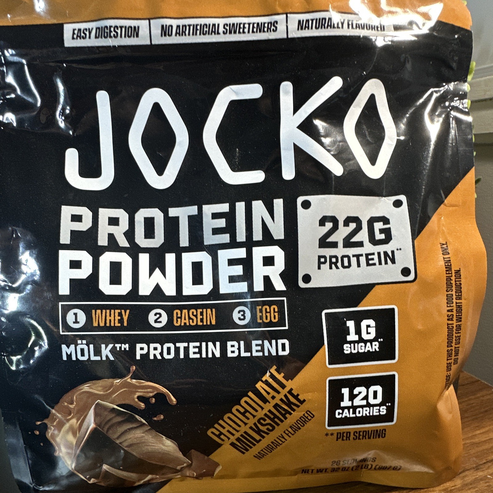 JOCKO Mölk Protein Powder, Chocolate Milkshake, Whey Casein Egg, 32 oz