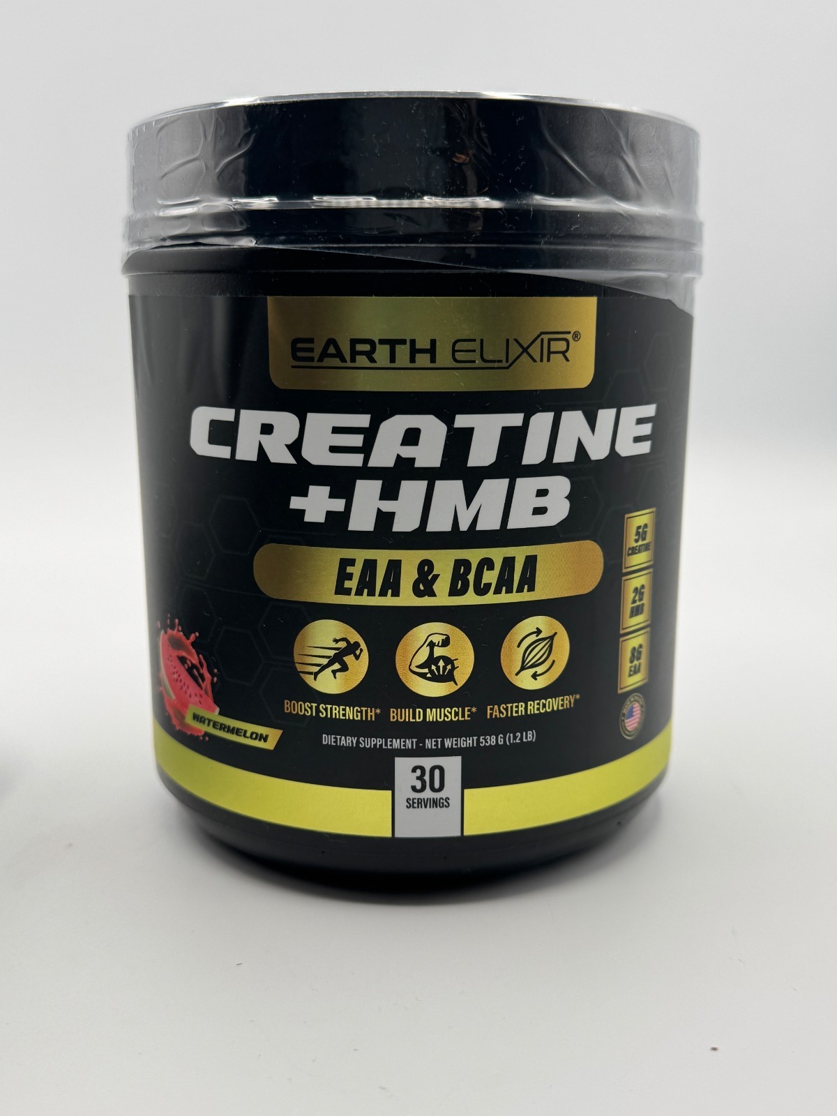 Earth Elixir Creatine + HMB EAA & BCAA Watermelon Powder 30 Servings New