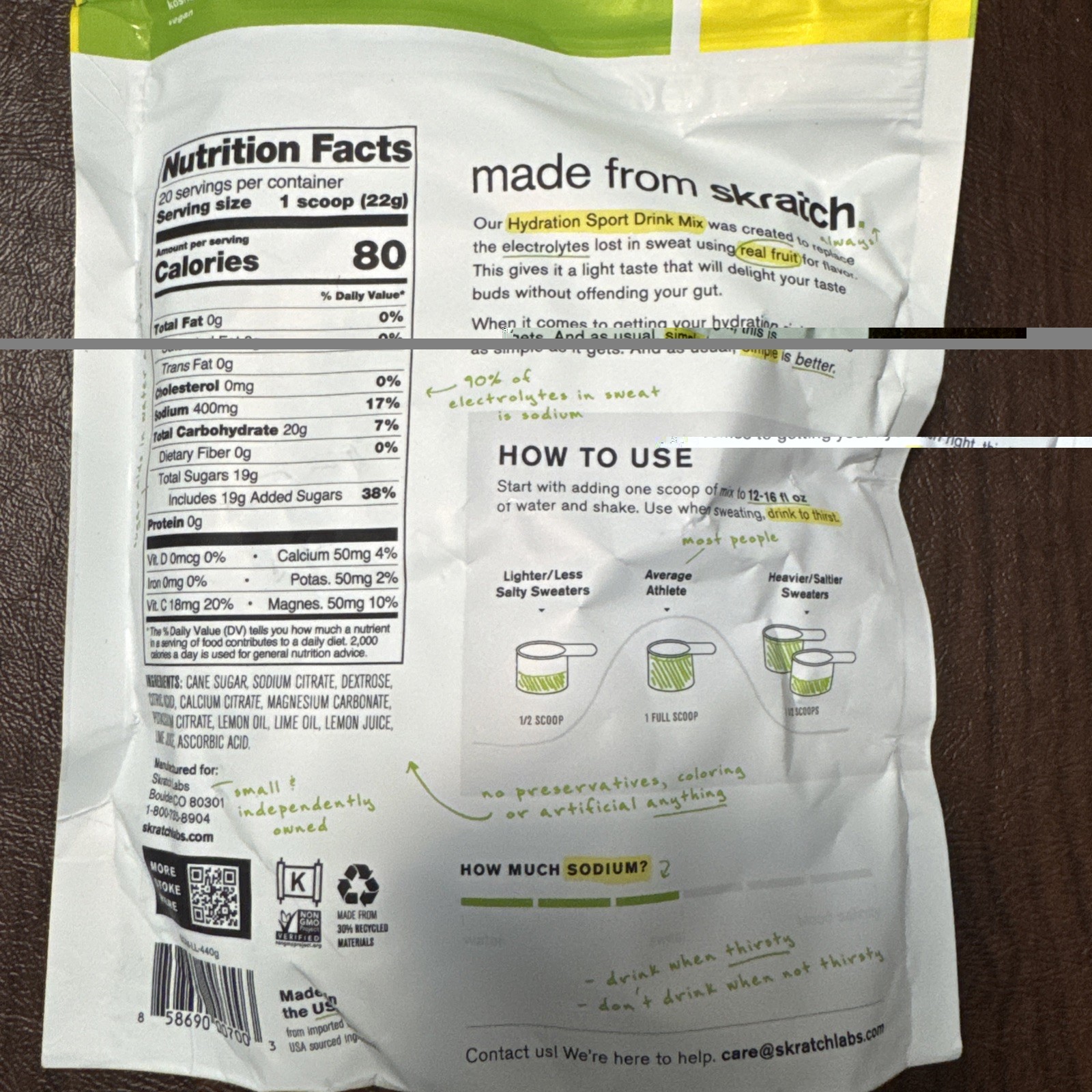 Skratch Labs Hydration Sports Drink Mix – Real‑Fruit Electrolyte 15.5 Oz