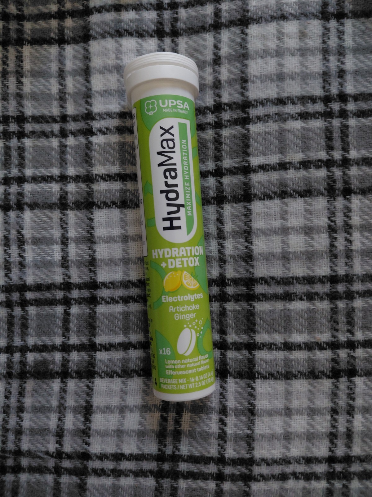 UPSA HydraMax Hydration + Detox Electrolytes Lemon Effervescent Tablets 16 ct