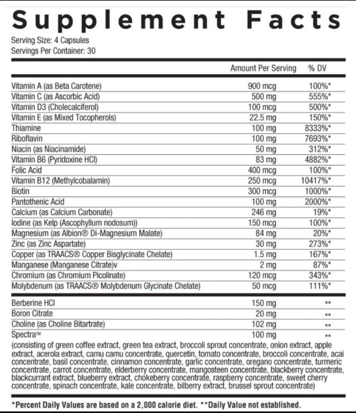 Core Nutritionals Platinum Multi Full Spectrum Multivitamin 120 caps