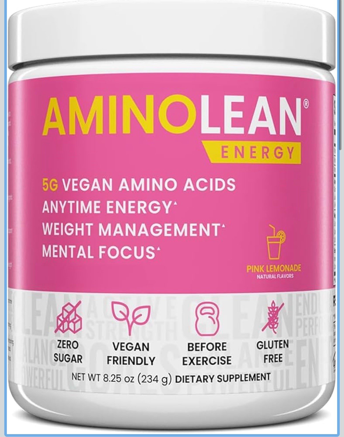 RSP Nutrition AminoLean Energy Pre Workout Powder 5g Vegan Amino Acids Exp 03/27