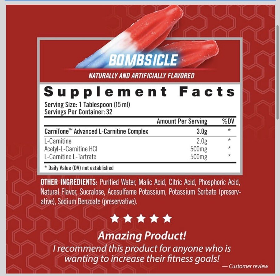 L-CARNITINE LS3 3000 Fat Loss-Metabolism Activator – Bombsicle (32 Sev)