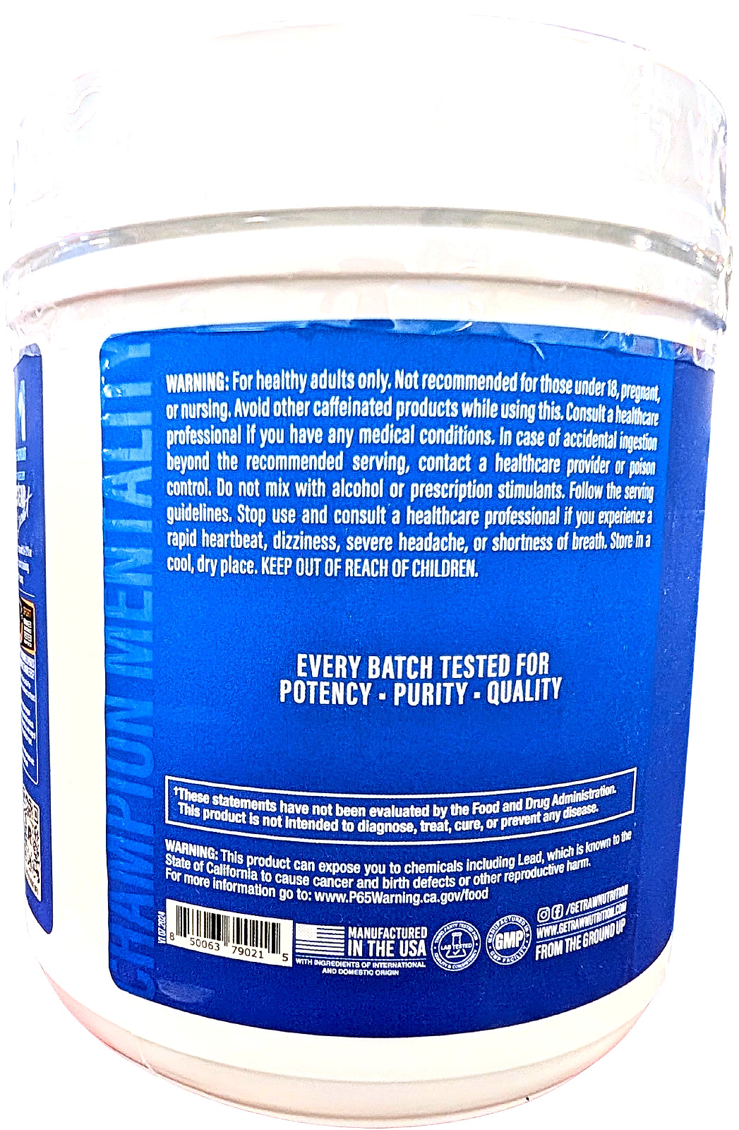 RAW Nutrition CBUM Essential Pre Workout Powder Blue Raspberry 1.78 lbs.EXP 2/27
