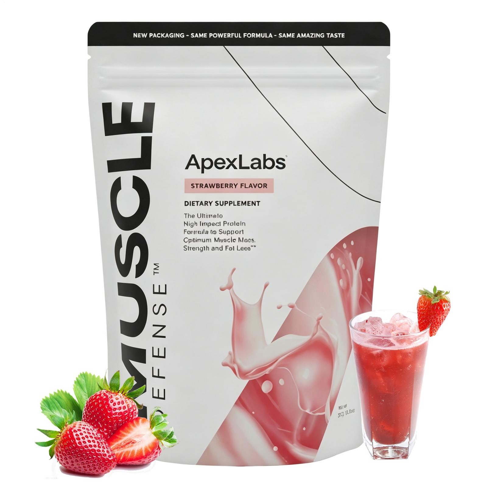Muscle Defense Strawberry ApexLabs Muscle Mass Support Workout Supplement 1-5x