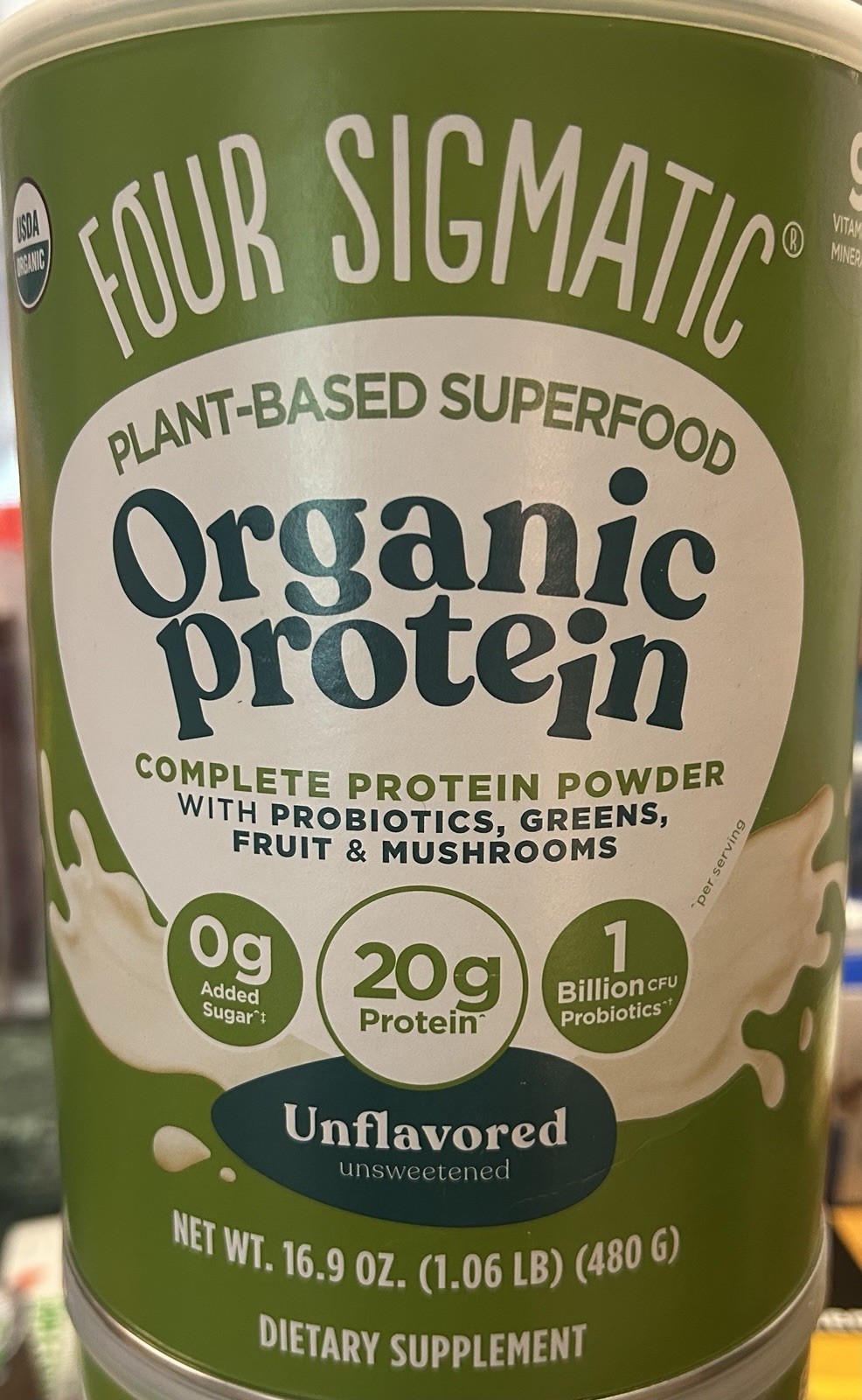 Four Sigmatic Organic Plant-Based Protein Powder Unflavored Unsweetened