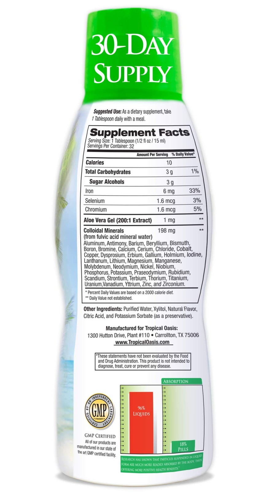 Tropical Oasis Ionized Plant-Based Liquid Trace Minerals Formula – 74 Essential