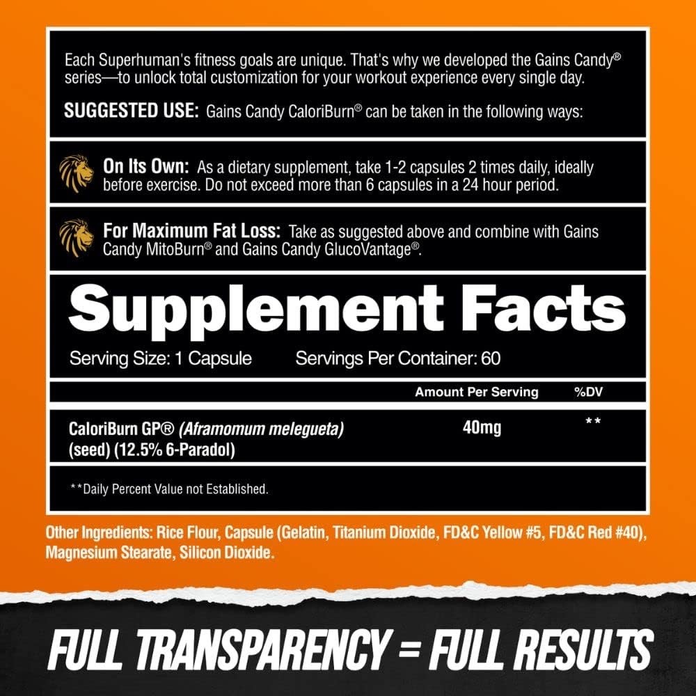 Alpha Lion Gains Candy CALORIBURN Weight & Fat Loss Energy 60 Caps (New/Sealed)