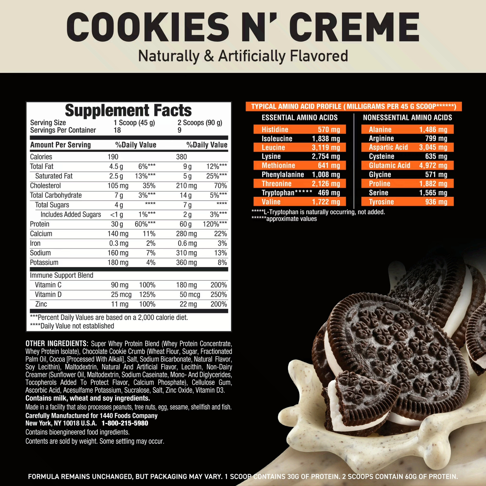 Body Fortress Super Advanced 100% Premium Whey Protein Powder, Cookies N’ Creme