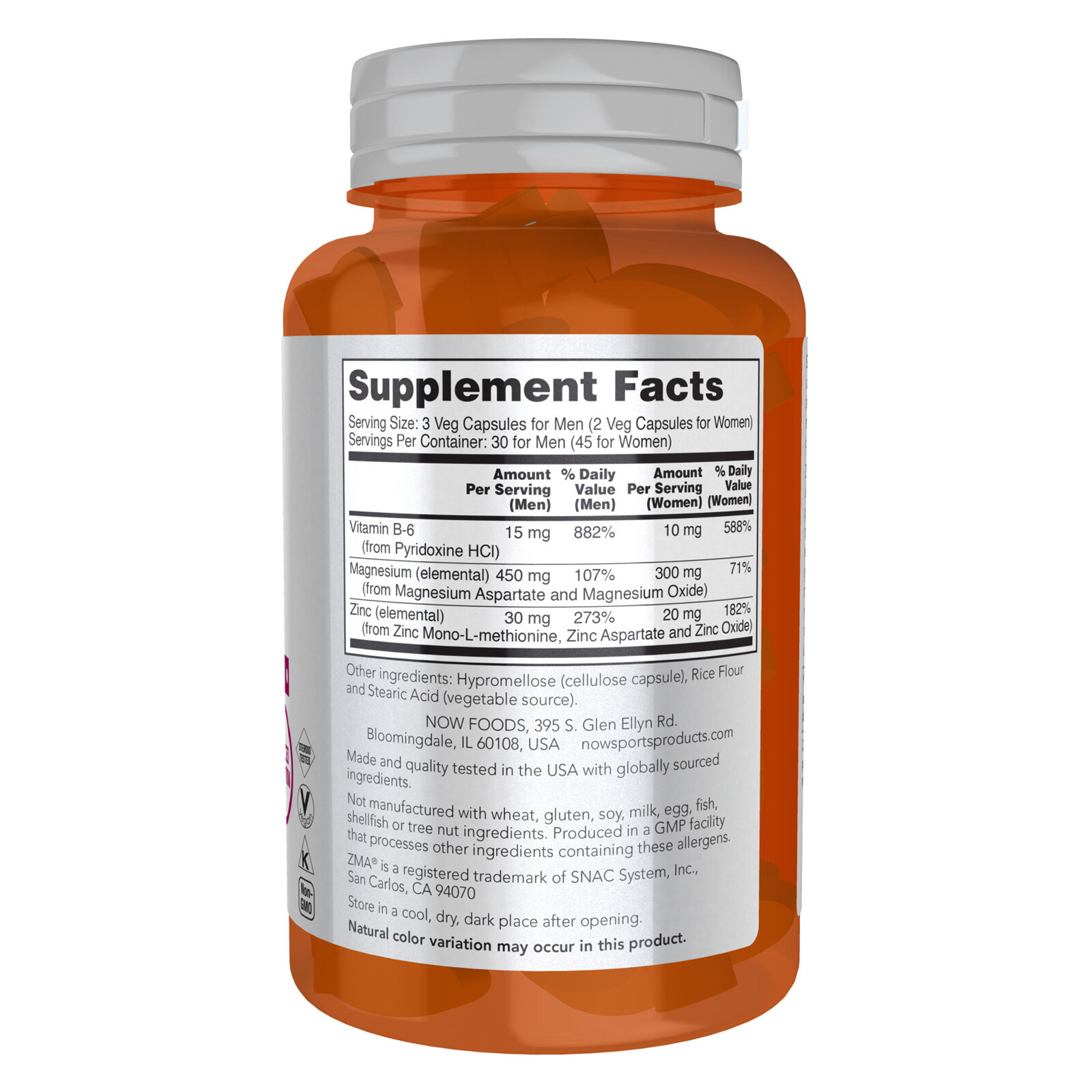 NOW FOODS ZMA 90 Veg Capsules