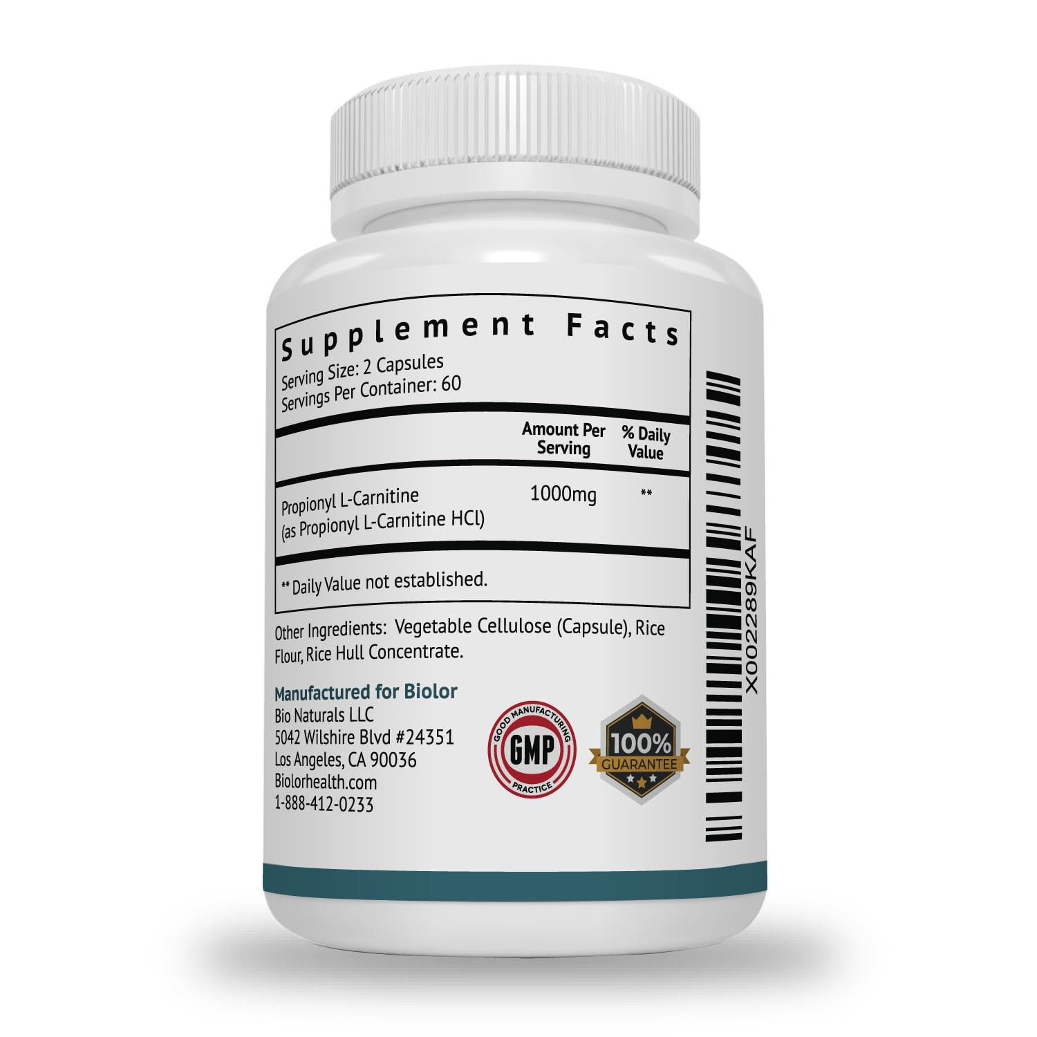 Biolor High Absorption Propionyl-L-Carnitine (PLCAR) No 120 Count (Pack of 1)