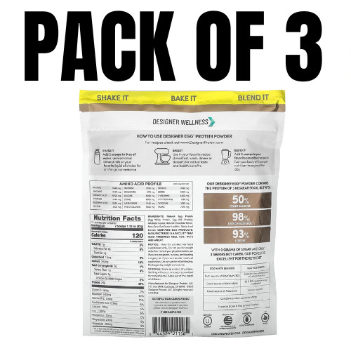 Designer Egg® Whole Egg Multifunction Protein Powder –12.4 oz (Pack of 3)