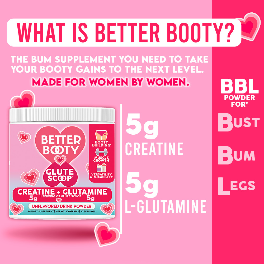 Angry Supplements Better Booty Glute Scoop Creatine Women Butt Builder Drink Mix