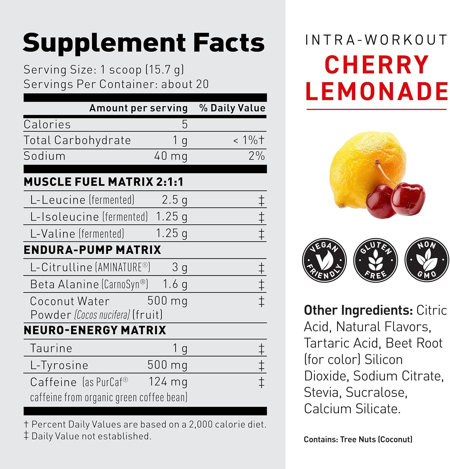 Intra-Workout Powder | Cherry Limeade | Bcaas, L-Citrulline & Beta-Alanine for E