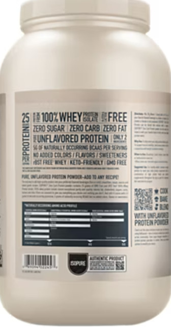 100% Whey Protein Isolate Zero Carb – Unflavored