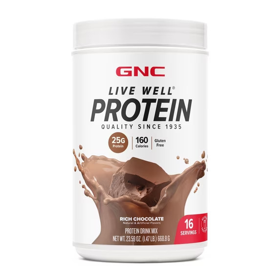 GNC Live Well Rich Chocolate Whey Protein Powder 25g 16 Servings