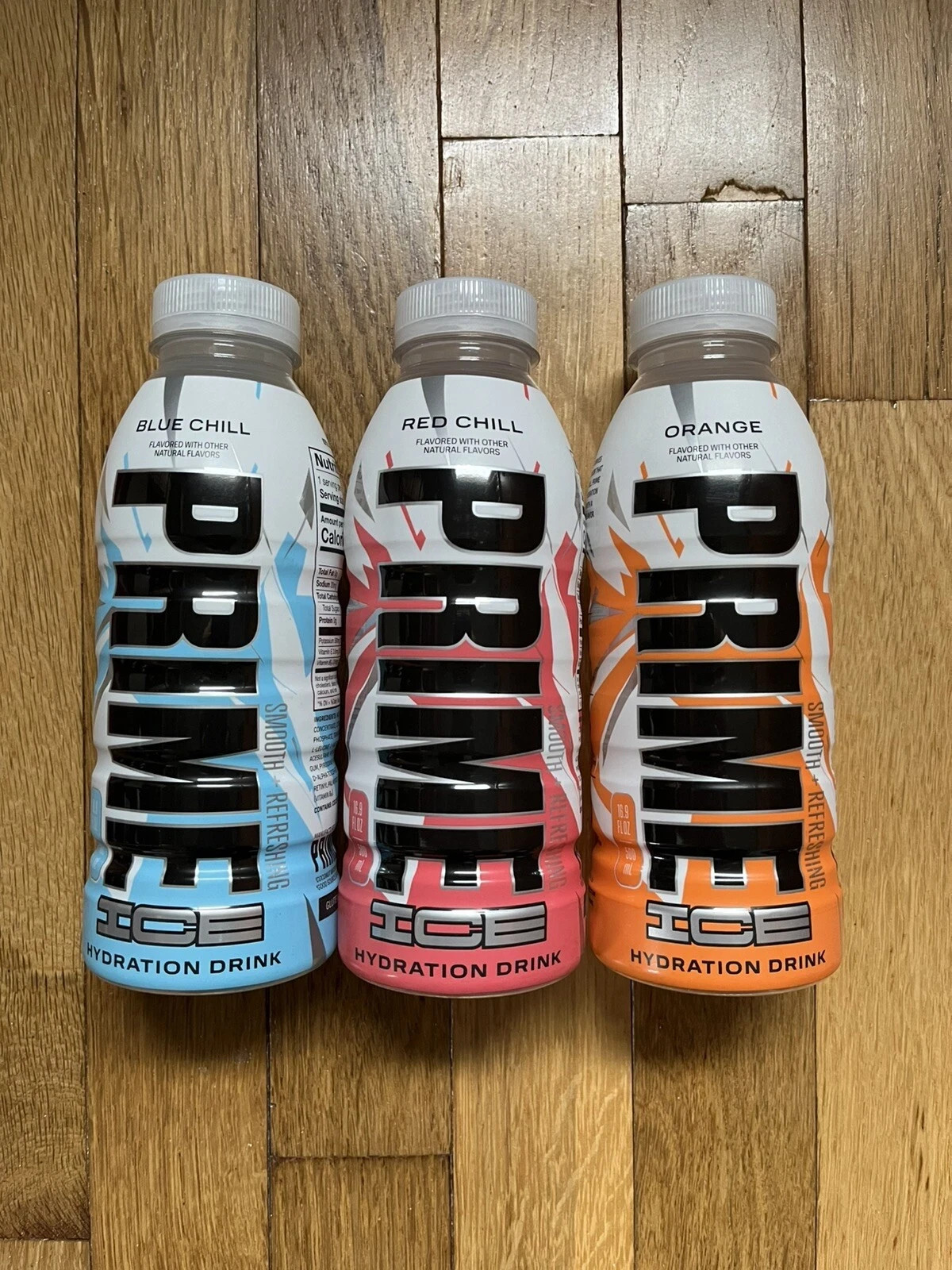 PRIME Hydration ICE BUNDLE Blue Chill, Red Chill, Orange 12 FL Oz, (Pack of 15)
