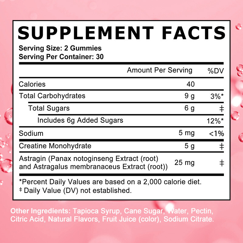 Creatine Monohydrate Gummy Energy Enhancement Improves Muscle