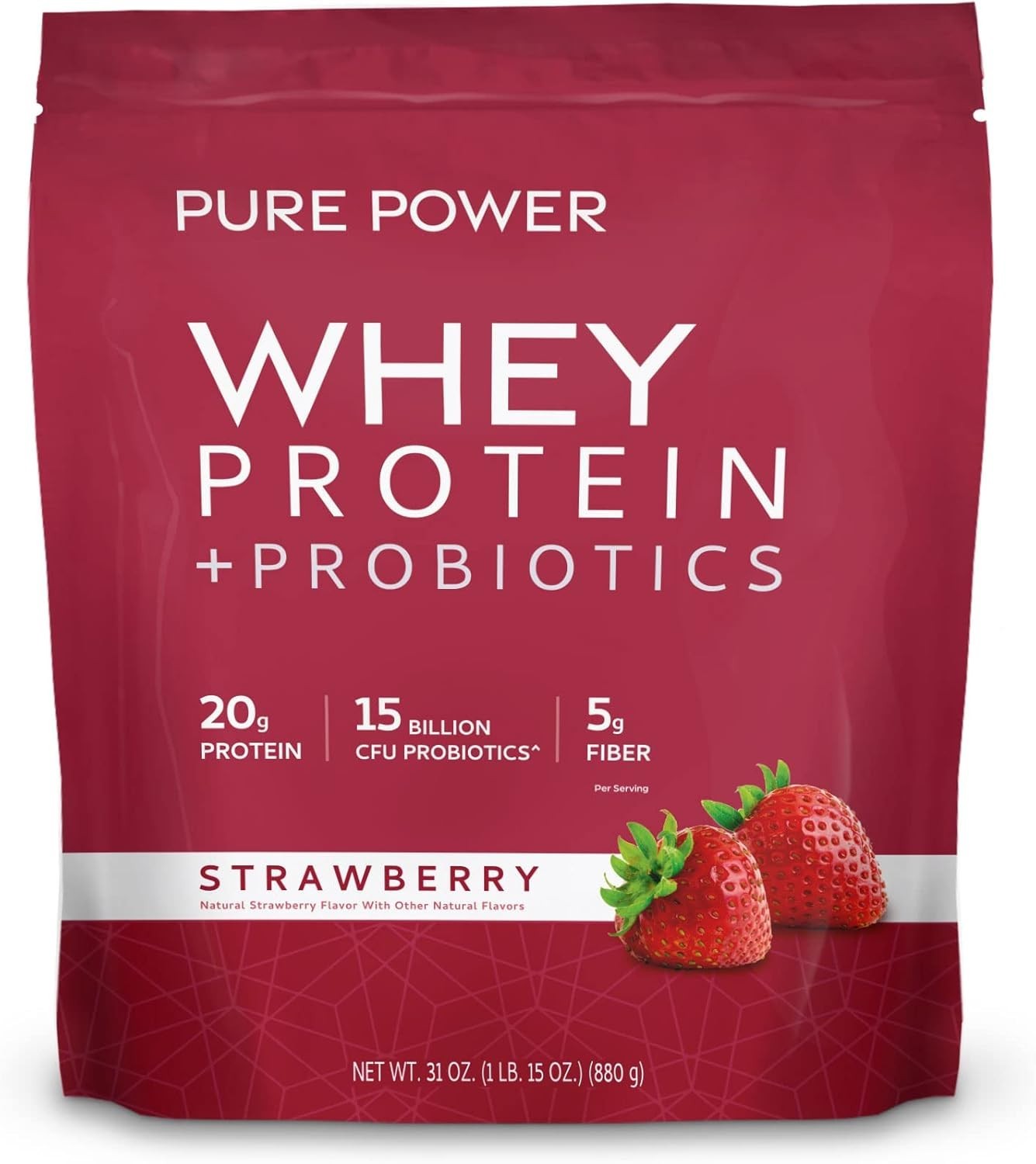 Pure Power 22 Servings Strawberry Protein in Easy Gusset Pouch – Top Quality