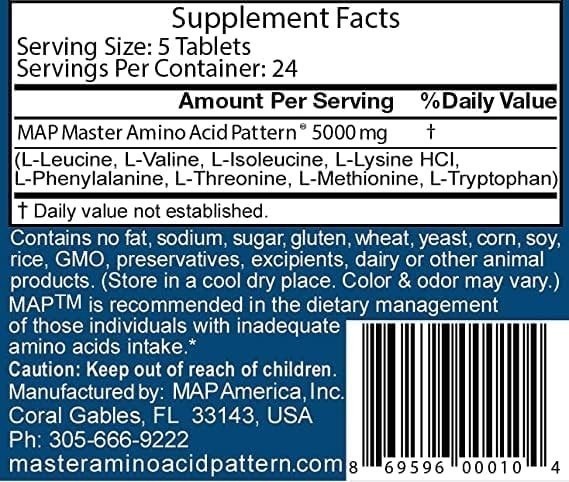 INRC Master Amino Acid Pattern (MAP)Muscle Building Tablets–1 Pack (120 Tablets)