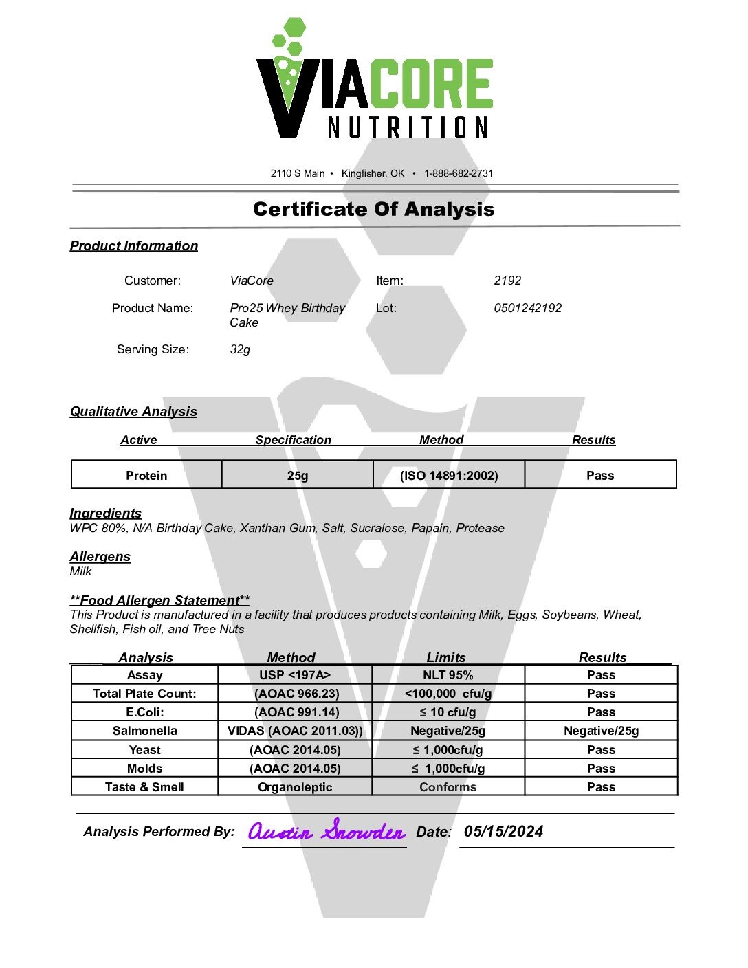 2lb PRO-WHEY Protein Birthday Cake