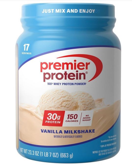 Premier Protein Powder, Vanilla Milkshake 23.3 oz (17 Servings)