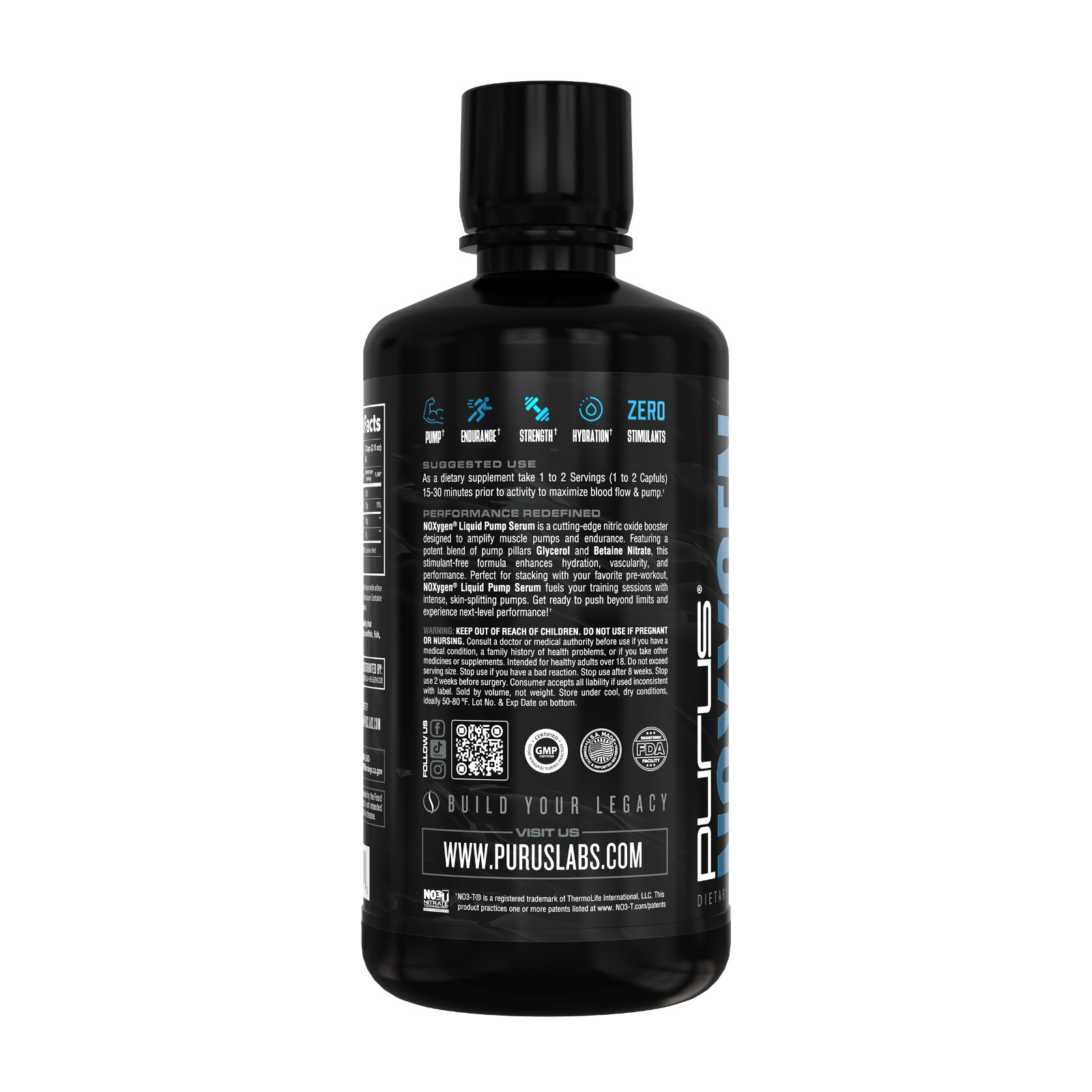 Purus Labs Noxygen Black Liquid Pump Amplifier Stim-Free Serum Performance Boost