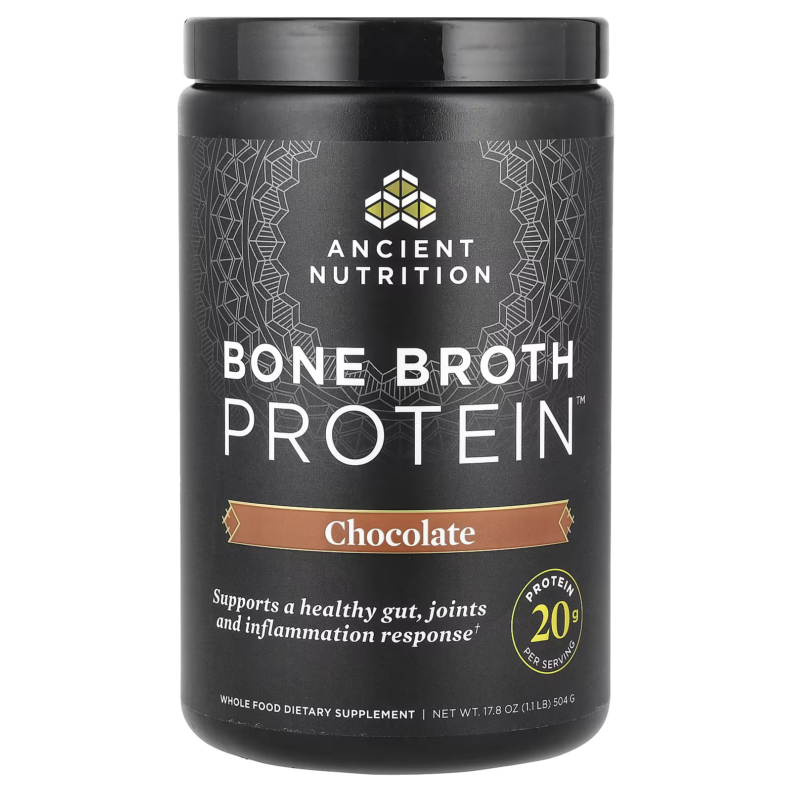 2 X Ancient Nutrition, Bone Broth Protein, Chocolate, 1.1 lb (504 g)