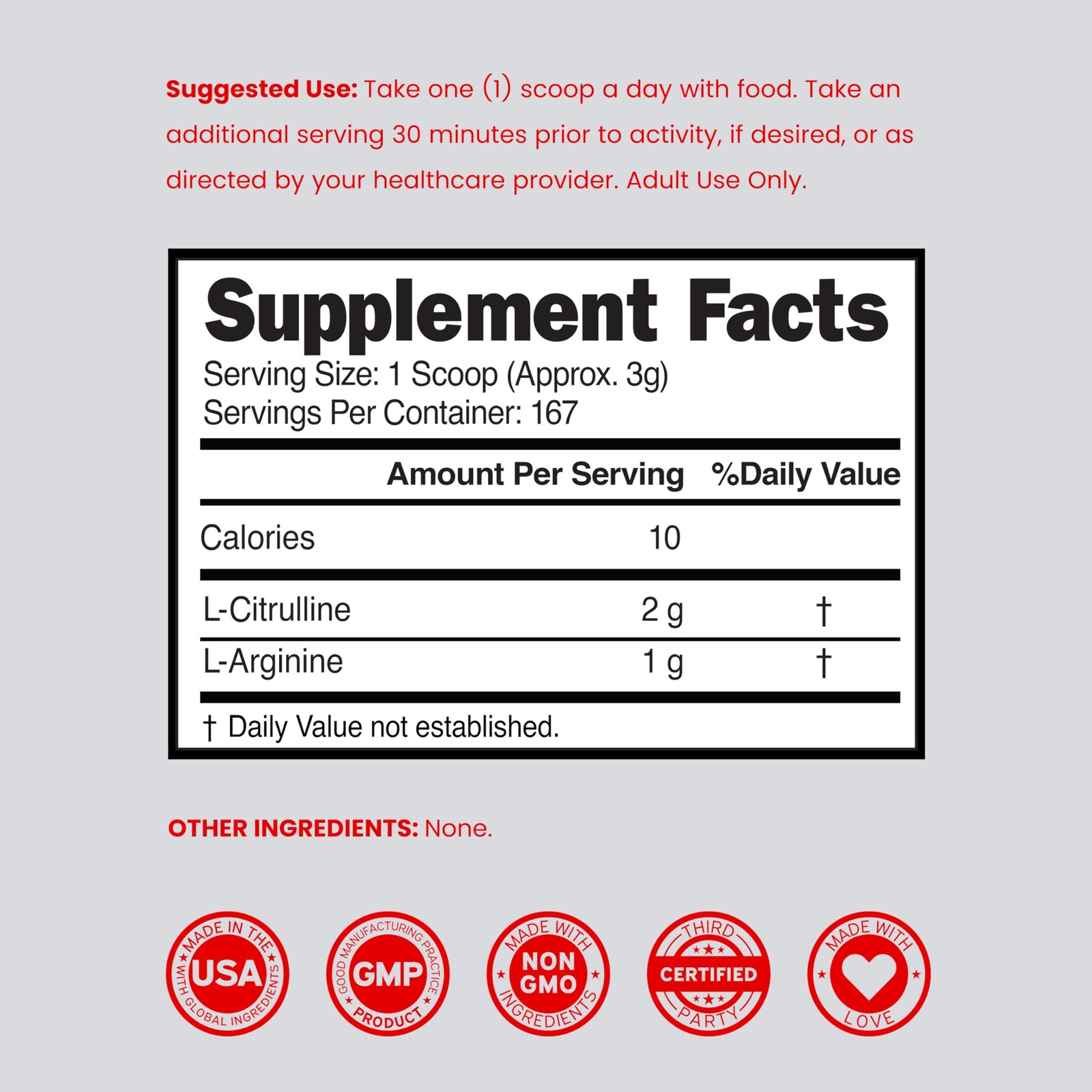 L Arginine L Citrulline L-Arginine L-Citrulline Powder (17.64 Ounce)